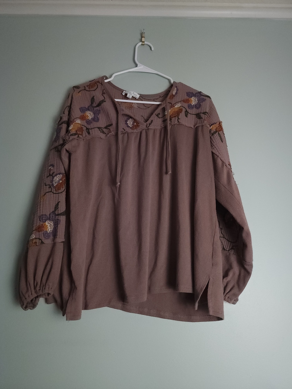 Grace & Lace Brown Embroidered Peasant Tunic